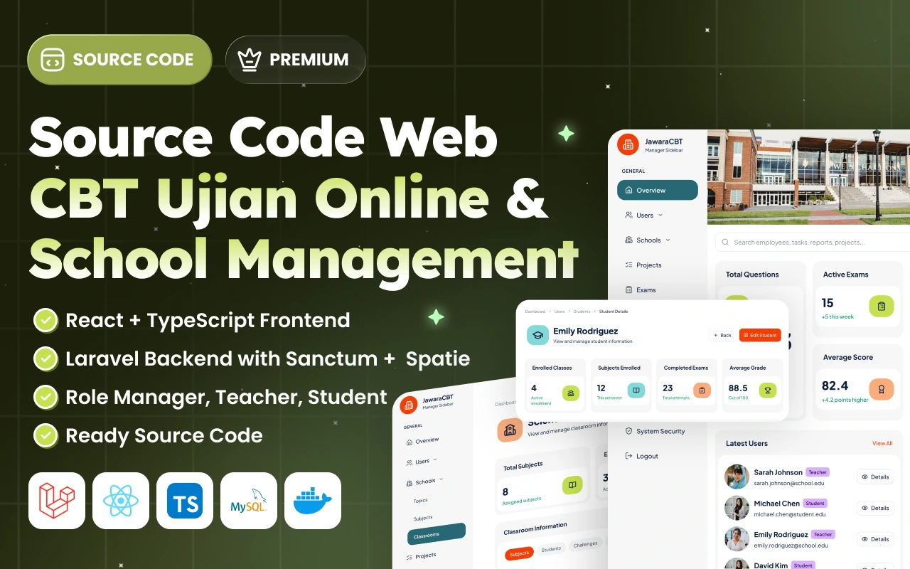 Kelas SC Laravel 12 React: Web CBT Ujian Online & School Management di BuildWithAngga